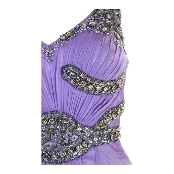 NWT SHERRI HILL 3896 Lavender Purple Rhinestone Embellished Maxi Gown Size 00 - Picture 5 of 9